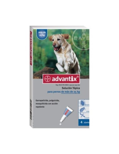 ADVANTIX PARA PERROS DE MÁS DE 25KG. (4 PIPETAS)