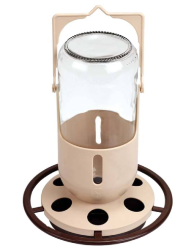 COMEDERO-BEBEDERO CON BOTELLA DE CRISTAL