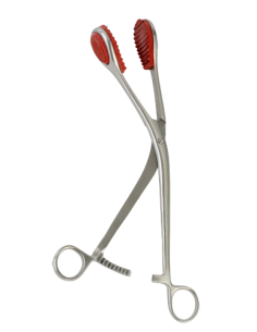 PINZA PARA UTERO CON BOCA DE GOMA - 28 cm